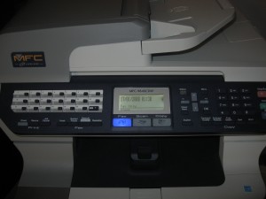 Brother MFC-9840CDW control panel with LCD lit