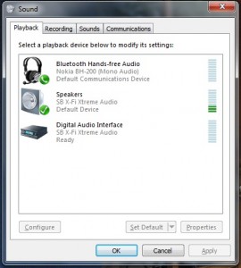 Playback Devices list in Windows 7