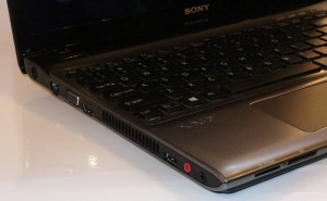 Sony VAIO E-Series mainstream laptop SVE15129CG Left-hand-side connections - Gigabit Ethernet, VGA, HDMI, USB 3.0, 3.5mm microphone jack, 3.5mm audio output jack and SD and MemoryStick card readers