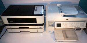 Brother MFC-J410DW next to a regular multifunction inkjet printer
