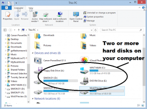 Windows Explorer (File Explorer) - two or more hard disks