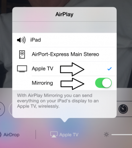 Apple TV - Mirroring on - iPad