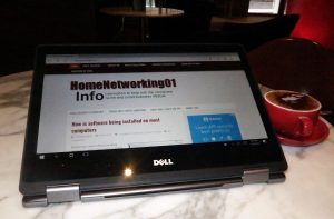 Dell Inspiron 13 7000 2-in-1 laptop in presentation-viewer mode at Rydges Hotel Melbourne
