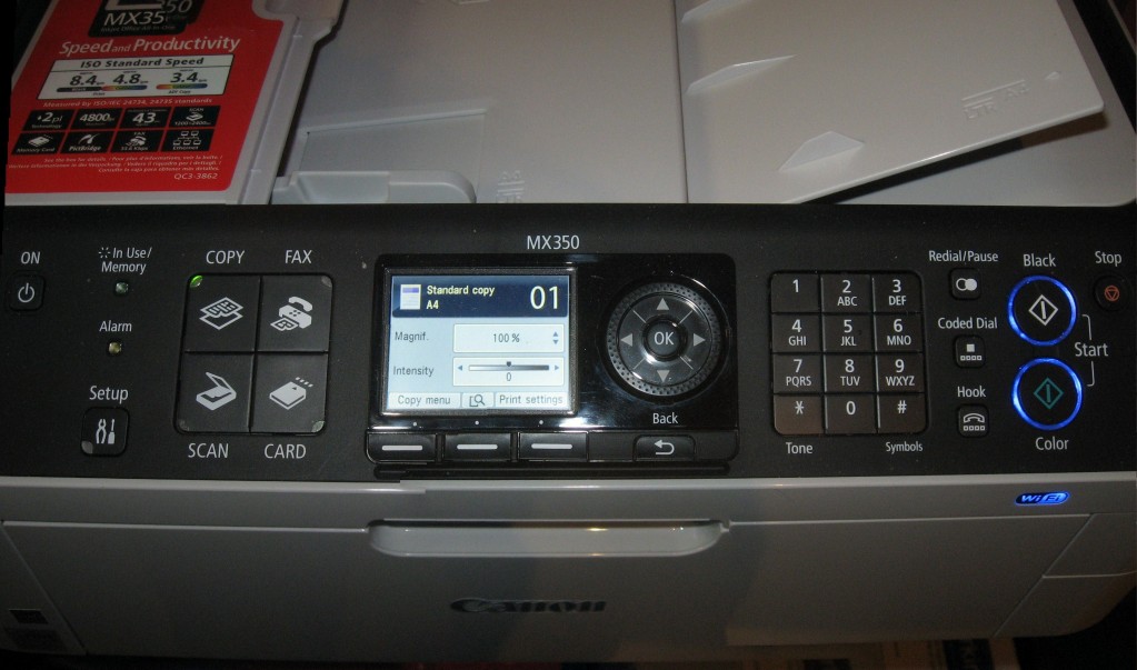 Canon PIXMA MX-350 control panel