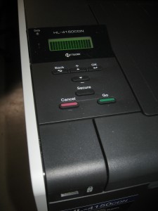 Brother HL-4150CDN control panel and USB host port detail