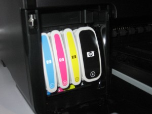 HP OfficeJet Pro 8500a Plus printer - ink cartridges up front