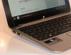 HP Envy X2 Hybrid Tablet left-hand side connections - HDMI, USB 2.0 and 3.5mm audio jack