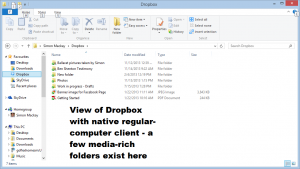 Dropbox native client view for Windows 8 Desktop