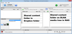 FreeFileSync sync job to automatically synchronise media from Dropbox folder to DLNA folder on NAS