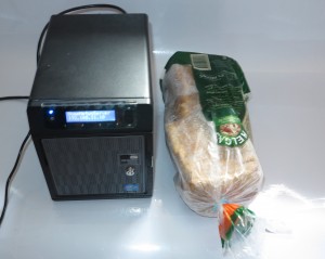 WD Sentinel DS 5100 Windows Server NAS alongside bread