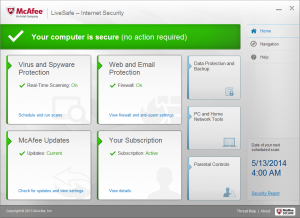 McAfee LiveSafe desktop security program
