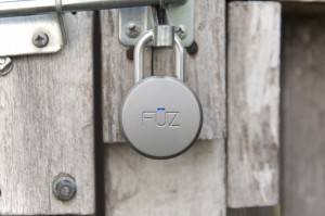 Noke Bluetooth padlock on gate - press image courtesy Fuz Designs