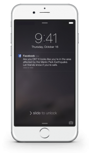 Facebook Safety Check iPhone notification screenshot courtesy Facebook
