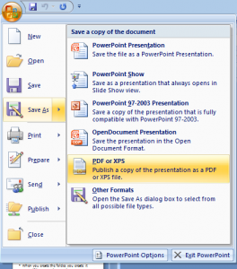 Use PowerPoint to export presentation as a PDF file