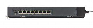 NetGear GS108E 8-port Gigabit Ethernet "Click" swithch with power supply bracket press picture courtesy of NETGEAR America