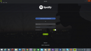 Spotify login screen