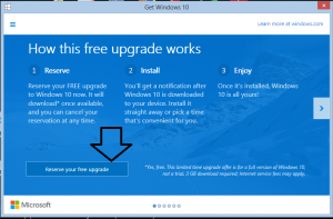 Windows 10 Free Upgrade screen