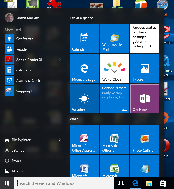 Windows 10 Start Menu–not your father’s old station wagon