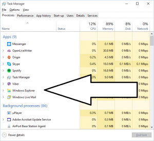 Task Manager with Windows Explorer called out