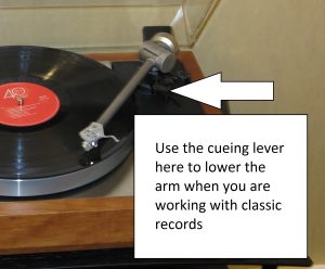 Use your turntable's cueing lever or button to lower the arm when you start playing that record