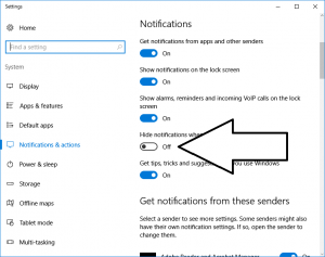 Windows 10 - Hide Notifications When Duplicating Screen