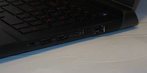 Dell Inspiron 15 Gaming laptop - Right-hand side connections - audio jack, 2 x USB 3.0, HDMI port, Gigabit Ethernet port