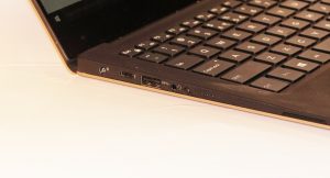 Dell XPS 13 Kaby Lake Ultrabook left-hand-side connections - Thunderbolt 3 over USB-C, USB 3.0 and headset jack