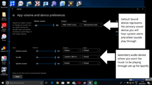 Windows - System - Sound menu for app-based audio device selection