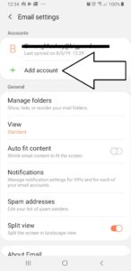 email settings in Samsung Android email app