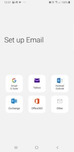 Samsung Android email app account types