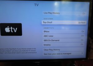 tvOS Settings - Apps - TV screen