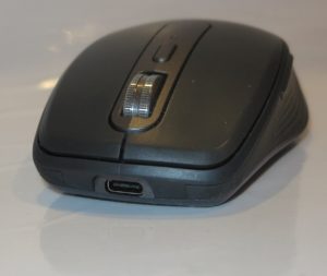 Logitech MX Anywhere 3 Bluetooth mouse - front view with USB-C socket