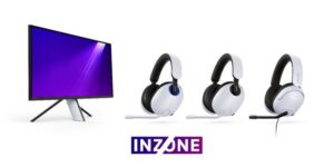 Sony INZONE logo monitor and headsets image courtesy of Sony Electronics